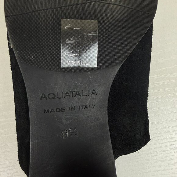 EUC Aquatalia Black Suede Leather Jayne Mules Heel Slides - Picture 11 of 13